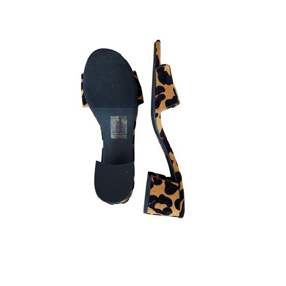 Qupid Womens Brown & Black Leopard Print Block Heel Open Toe Mule Sandal Size 8 - Picture 9 of 9